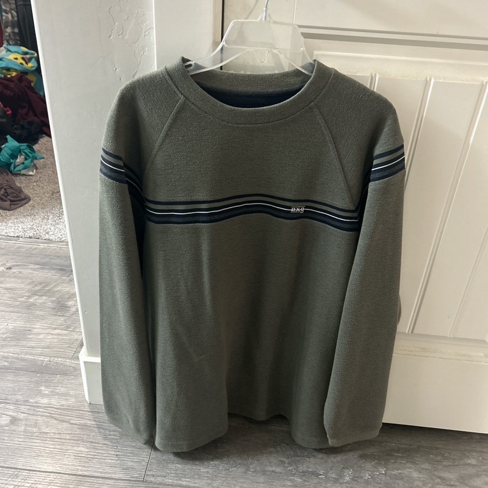 Men's Olive Sweater with Black Stripes